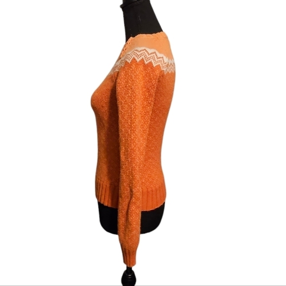 American Eagle Outfitters Orange & White 100% Cotton Knit Sweater Size XS - Picture 4 of 6